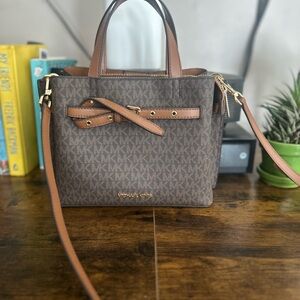 Michael Kors Brown Satchel with Gold Accents